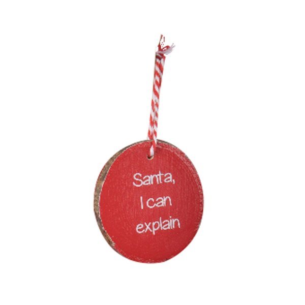 Χριστουγεννιάτικος Ξύλινος Κορμός Δέντρου με "Santa, I can explain"